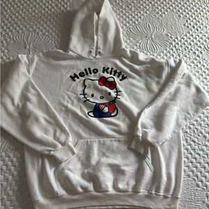 Hello Kitty White Hoodie with Red and Blue Accents